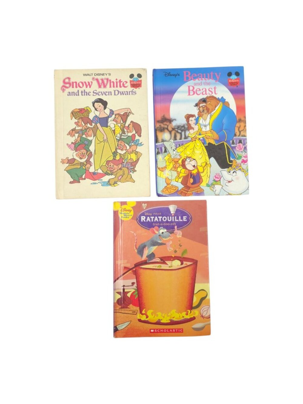 Disney Hardcover Book Vintage Lot Snow White Beauty and the Beast Ratatouille